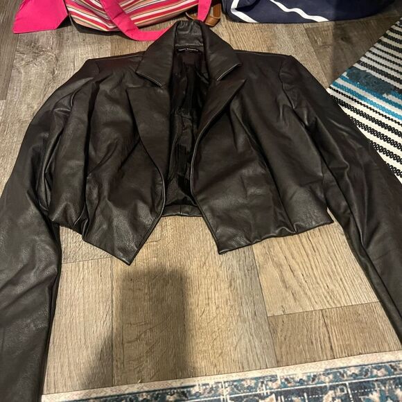 Naked Wardrobe Crop Faux Leather Jacket M - Picture 12 of 12
